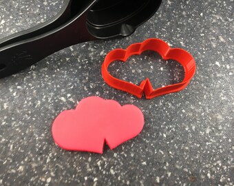 Double Hearts Cookie Cutter: 3D Printed Fondant Cutter