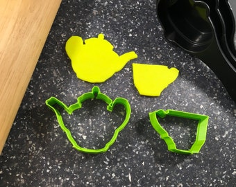 Juego de cortadores de galletas de tetera y taza de té: horneado impreso en 3D