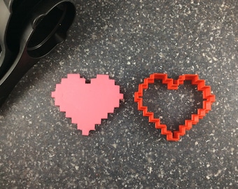 Pixelated Heart Cookie Cutter: 8-Bit Gamer Baking