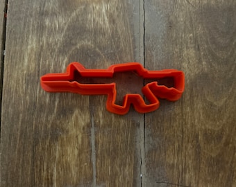 Cortador de galletas con forma de rifle semiautomático (avanzado): diseño detallado para repostería y manualidades con temática militar o táctica
