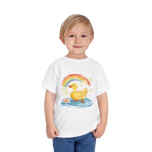 Rainbow Duck Toddler Tee, Cute Kids&#39; Shirt, Summer Outfit, Rainbow Duck, Toddler Playwear, Birthday Present