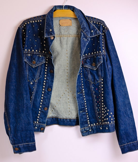 Vintage Levis Trucker Jacket Embellished Rhinesto… - image 4