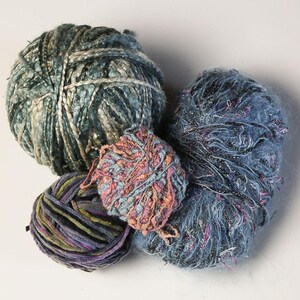 Yarn sample pack, yarn destash, designer yarn box, colorful scrap yarn samples, mixed fiber yarn supply, scrapbooking, junk journal, weaving