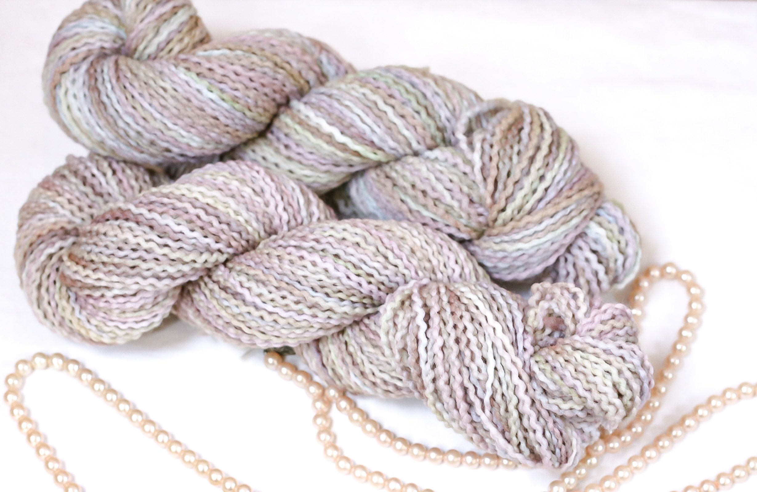 2For1 Hand Dyed Worsted Corkscrew Yarn 100 Wool Mauve Etsy