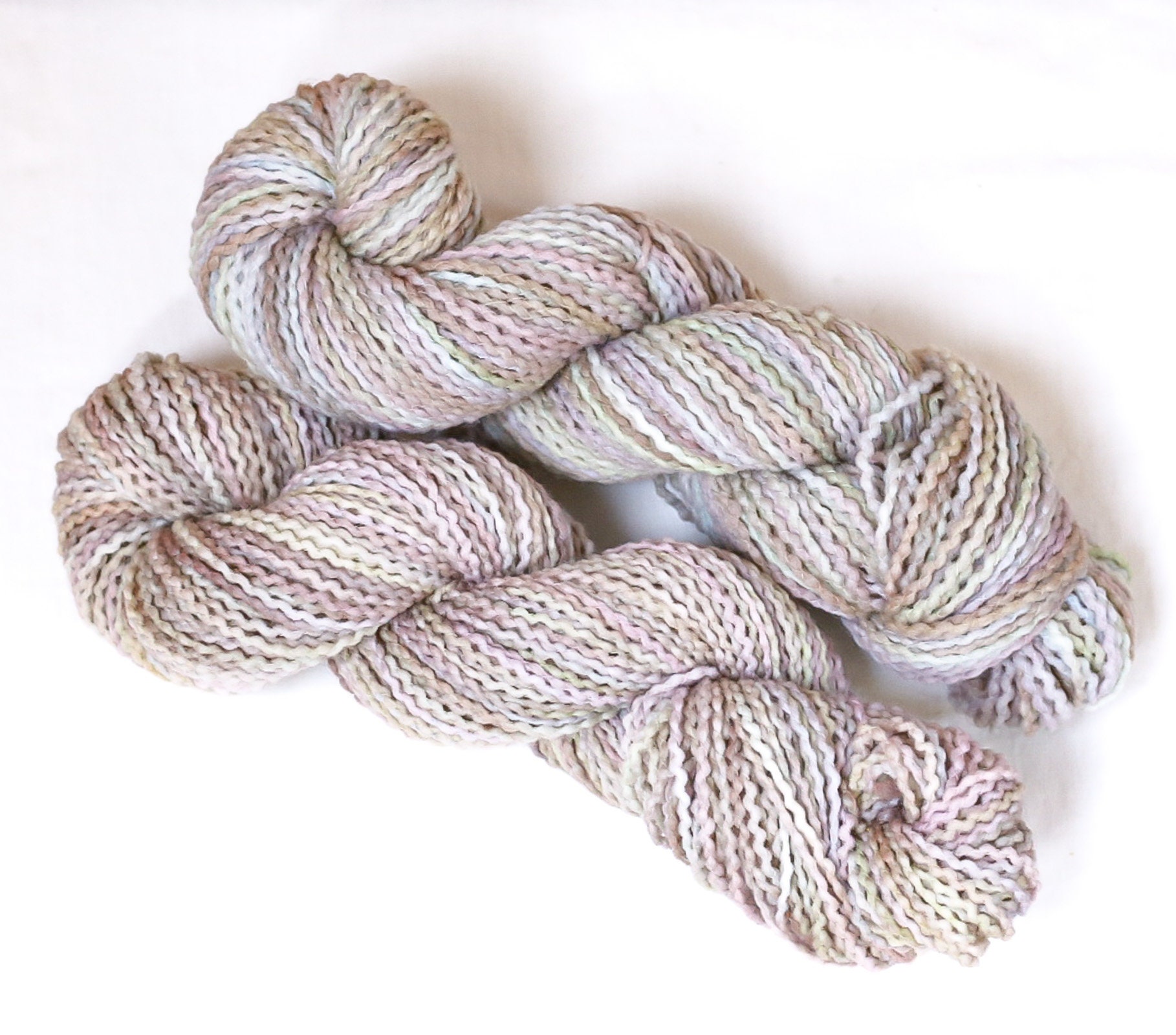 2For1 Hand Dyed Worsted Corkscrew Yarn 100 Wool Mauve Etsy