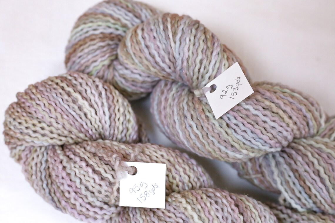 2For1 Hand Dyed Worsted Corkscrew Yarn 100 Wool Mauve Etsy