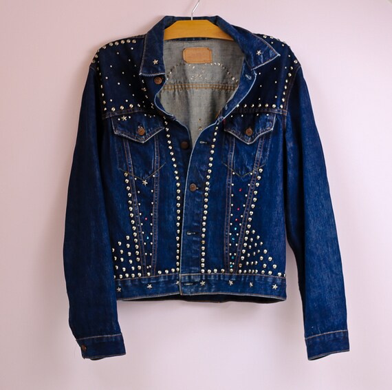 Vintage Levis Trucker Jacket Embellished Rhinesto… - image 1