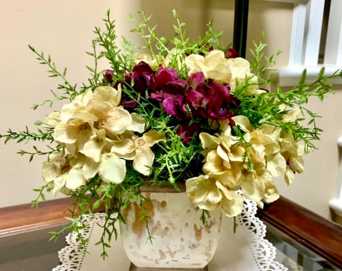 Silk Flower Centerpiece, Floral Home Decor, Silk Arrangement, Floral Tabletop Decor, Floral