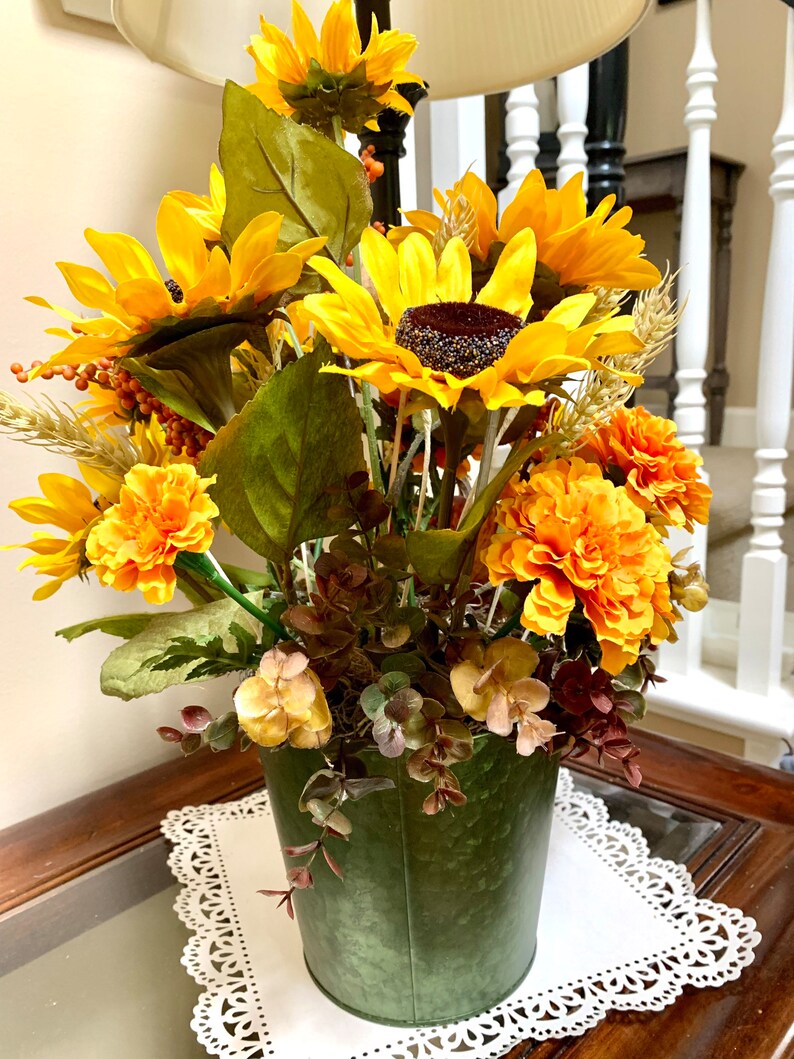 Sunflower Arrangement Fall Arrangement Silk Sunflower Etsy