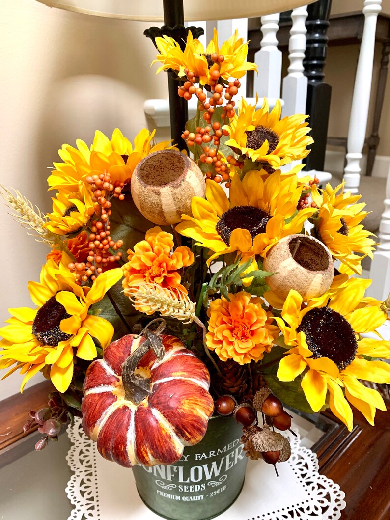 Sunflower Arrangement Fall Arrangement Silk Sunflower Etsy