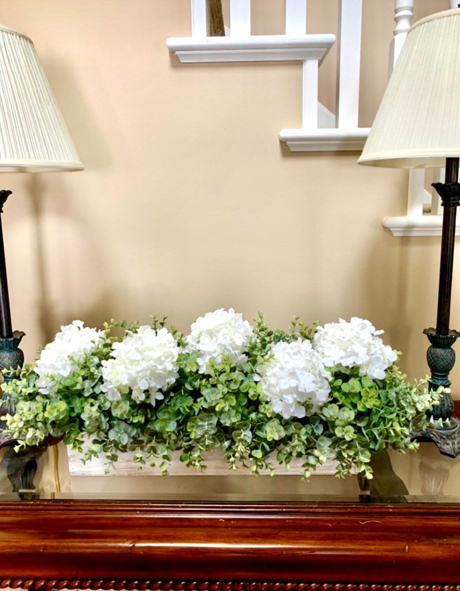 Seidengearrangement Holz weiß getünchte Box XL | Etsy