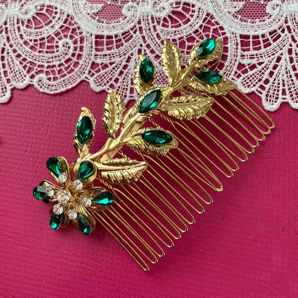 Emerald Hair Comb Etsy