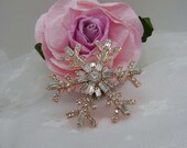 Rose Gold and CZ Snowflake Brooch