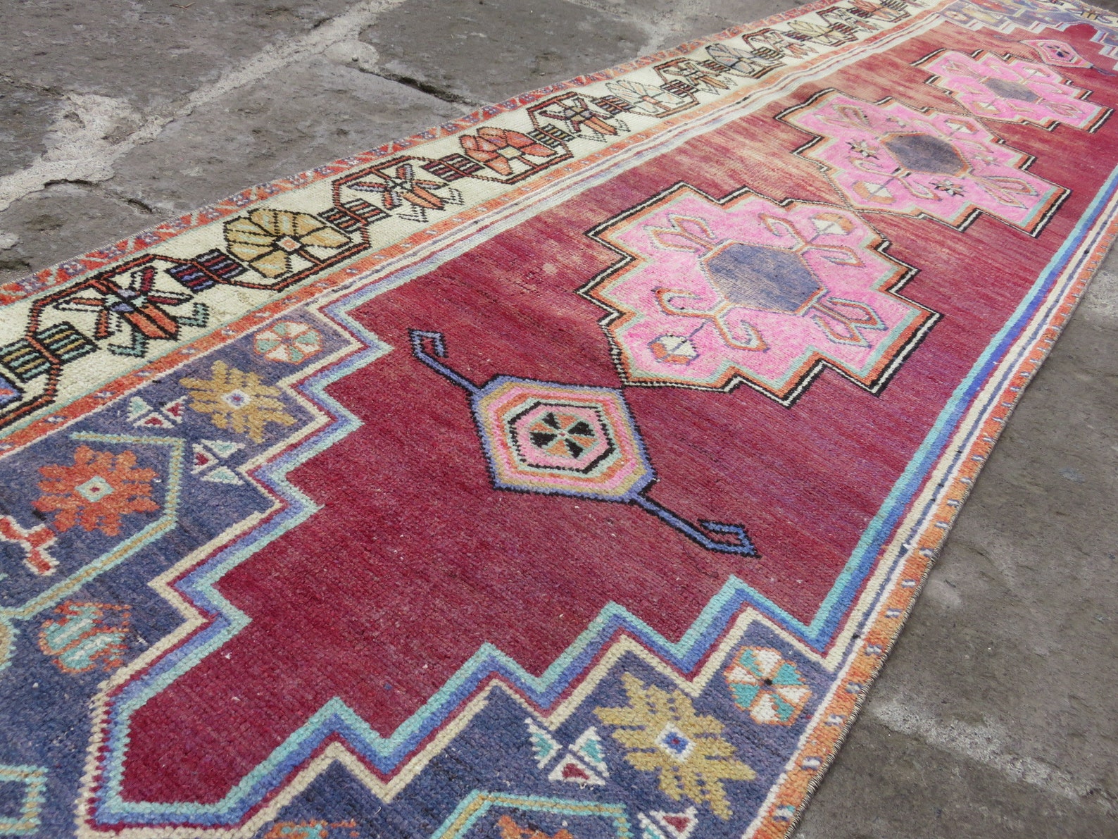 Pink Rug Runner Rug 2.4x10 Ft Runner Rug Kitchen Rug Runner Etsy