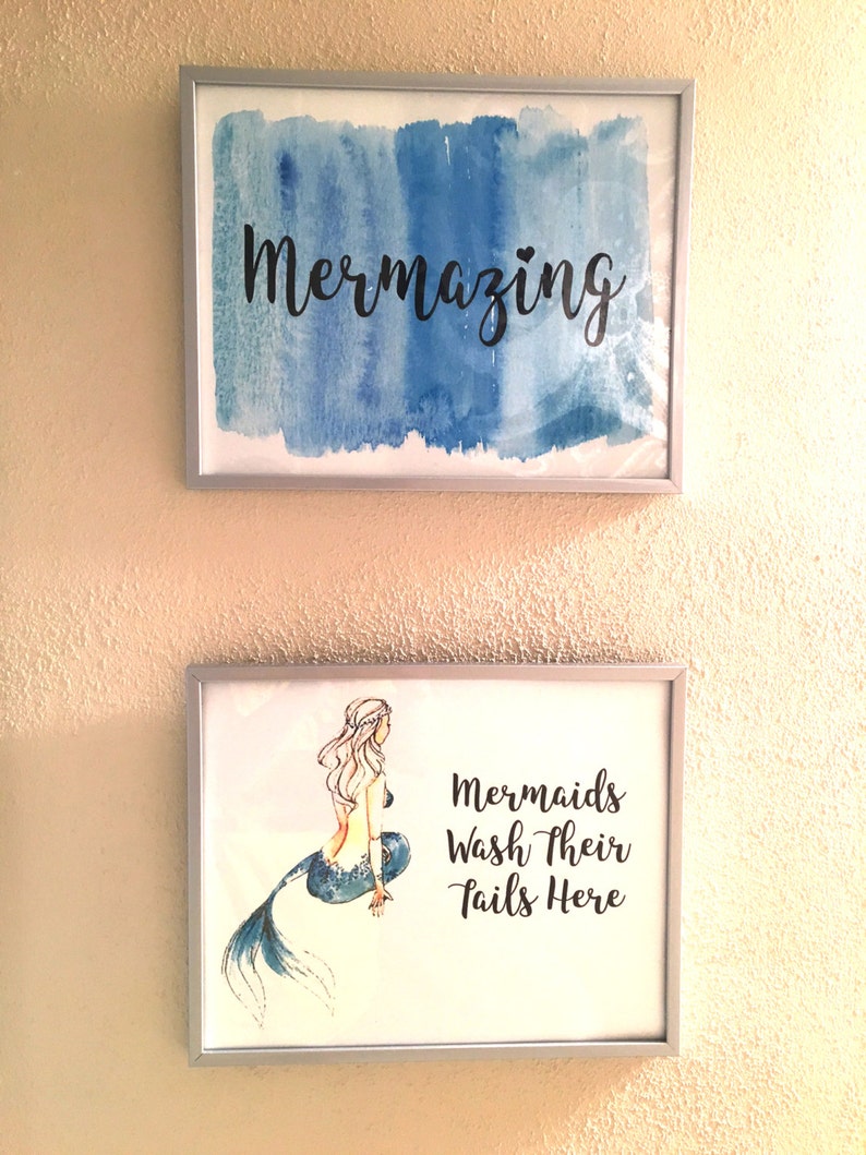 Mermaid Printable - Set of 2 *** Mermaid Bathroom Decor - Etsy