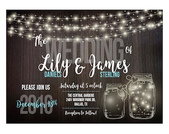 Rustic Barnwood Wedding Invitation Set - Mason Jar Invitation - Printable Wedding Set