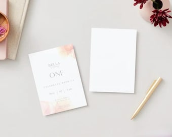 Editable Birthday Invitation - Printable PDF - First Birthday - Elegant - Watercolor