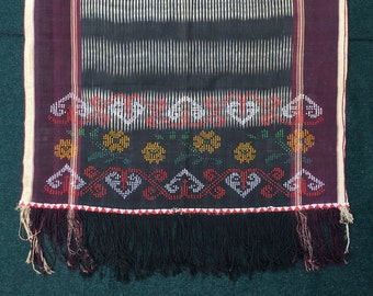 Batak Beaded Ulos Cloth, Warp Ikat, Supplementary Weft Weave