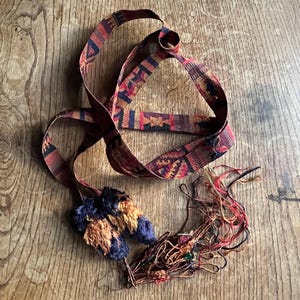 Hand woven Totonicapan silk and cotton ceremonial head wrap from Guatemala