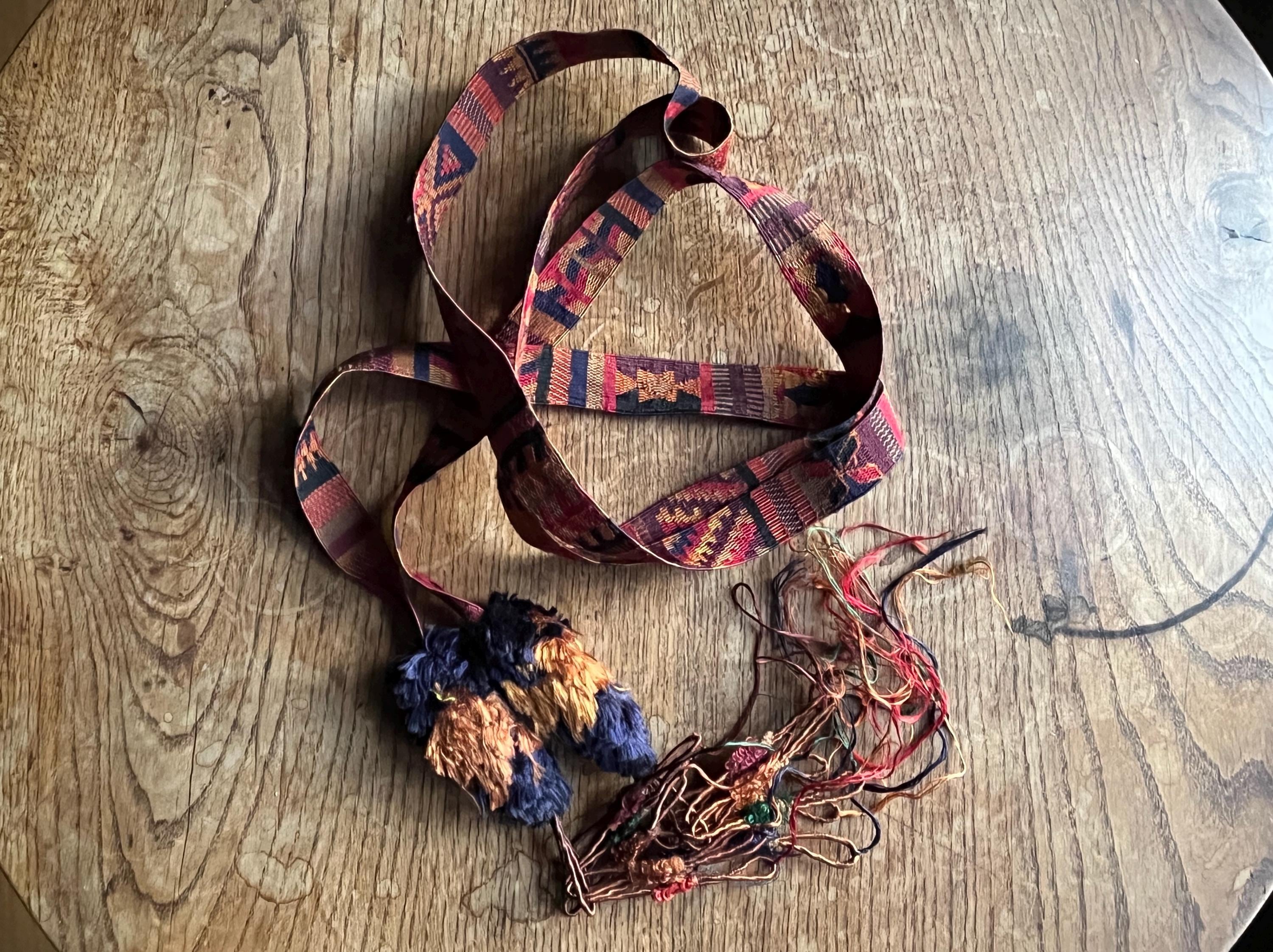 Hand Woven Totonicapan Silk and Cotton Ceremonial Head Wrap  display picture 2