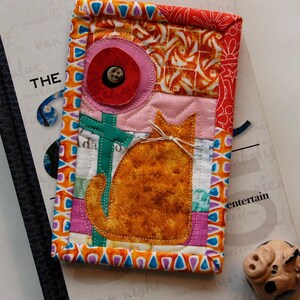 Carte de couette, chat et fleur folklorique