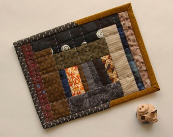 Quilted Mug Rug, Warm Colours