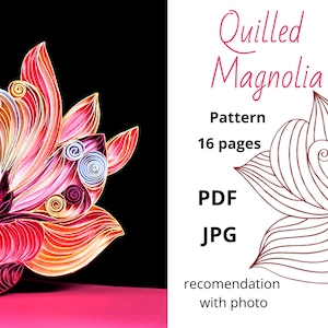 Digital Quilling Magnolia Art: Explore Paper Magnolia Quilling Template, Quilling Pattern, Paper Quill Template in PDF and JPG Format