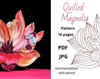 Digital Quilling Magnolia Art: Explore Paper Magnolia Quilling Template, Quilling Pattern, Paper Quill Template in PDF and JPG Format
