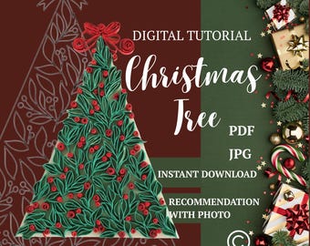 Quilling Christmas Tree Template -  Step-by-Step Paper Art (PDF & JPG Instant Download)