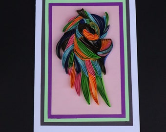 Kids quilling cards "Owl", handmade paper bird,Owl in rainbow colours card,Colourful card for all occasions, Custom handmade card