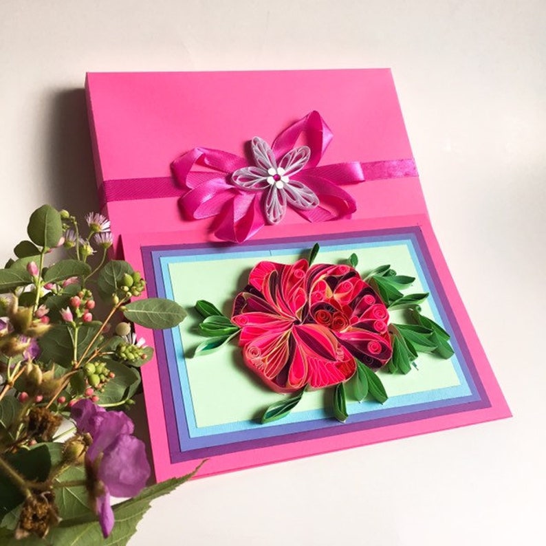 Engagement Housewarming Artworks Quilling Designs,Wedding Spring card,Quilling flowers,Personalised card,Mother/'s Day,Creative Paper
