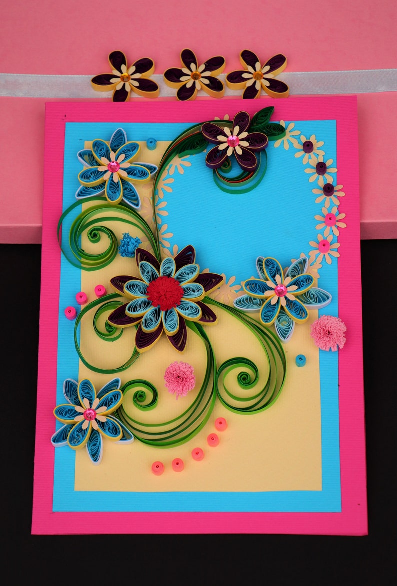 Personalized quilled Birthday card for your dearest / Custom birthday card for 40th choose your nr .. 100th Birthday image 2