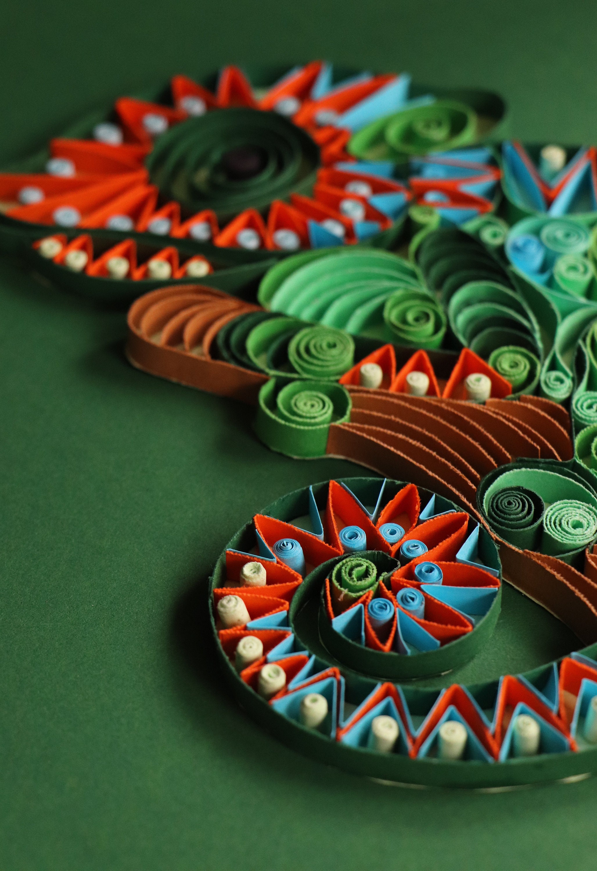 Quilling Paper Craft Template Chameleon, Paper 3D Pattern