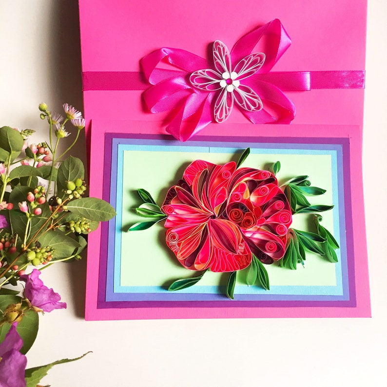 Engagement Housewarming Artworks Quilling Designs,Wedding Spring card,Quilling flowers,Personalised card,Mother/'s Day,Creative Paper