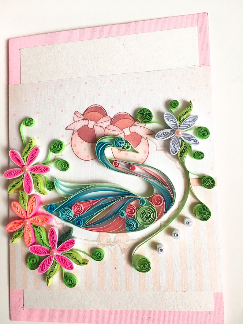 Quilling SwanBirthday giftBaby girl invitationBaby Etsy