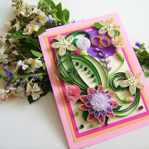 Filigraankaart bruiloft met ringen