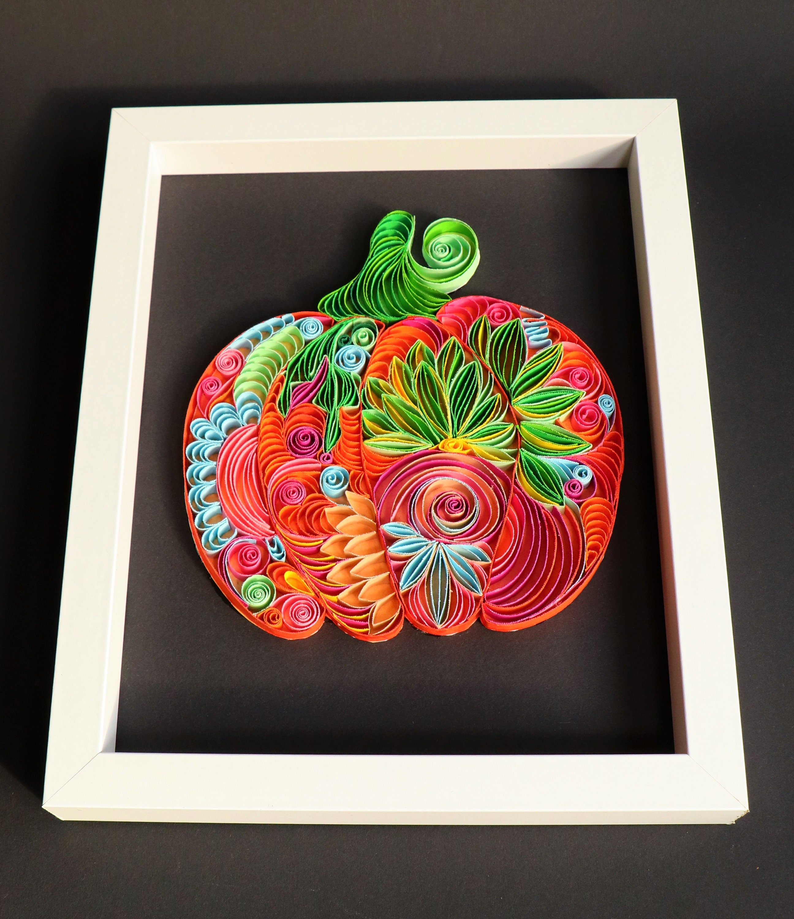 Pumpkins Framed Quilling Art Quilled Paper Art ORIGINAL Mixed Media & Collage Art & Collectibles