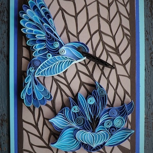 Carte de voeux pour baby shower - Carte en papier faite main pour baptême - Carte en papier avec magnolia et colibris