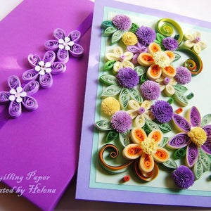 Elegante tarjeta de Día de las Madres hecha a mano con flores acolchadas / Regalo perfecto para el Día de las Madres para su amada mamá