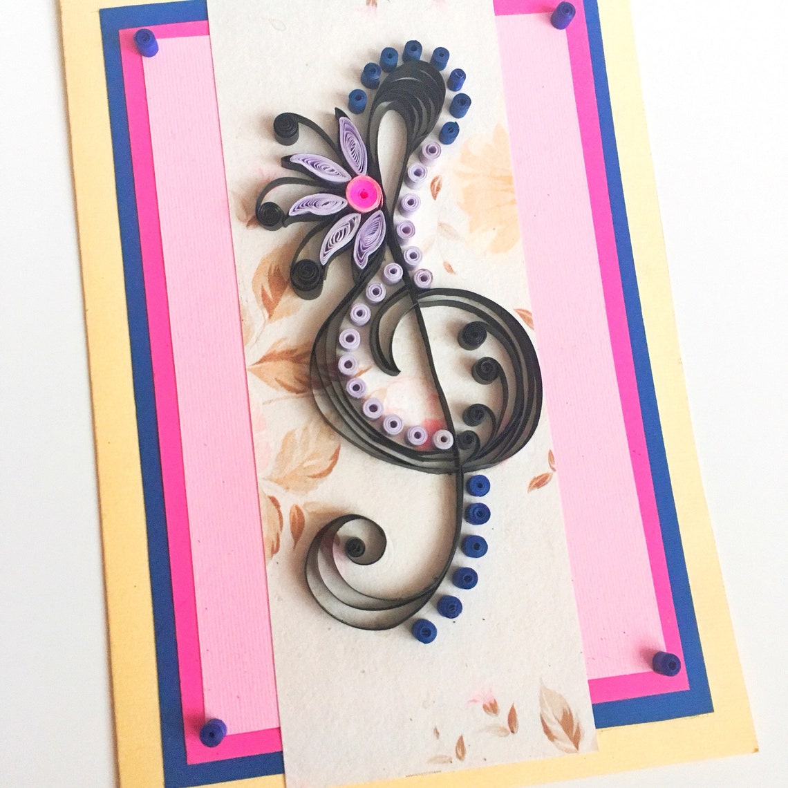 Quilling Notes cardMusic Paper Scores quilledQuilled treble Etsy