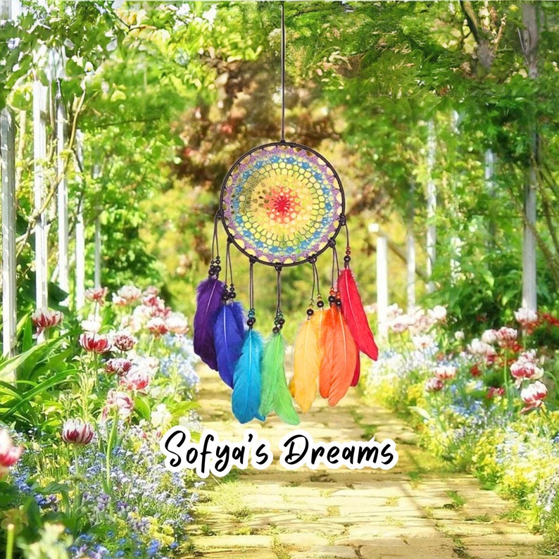 Rainbow Colored Dream Catcher, Dreamcatcher for Bedroom, Dream Catcher ...