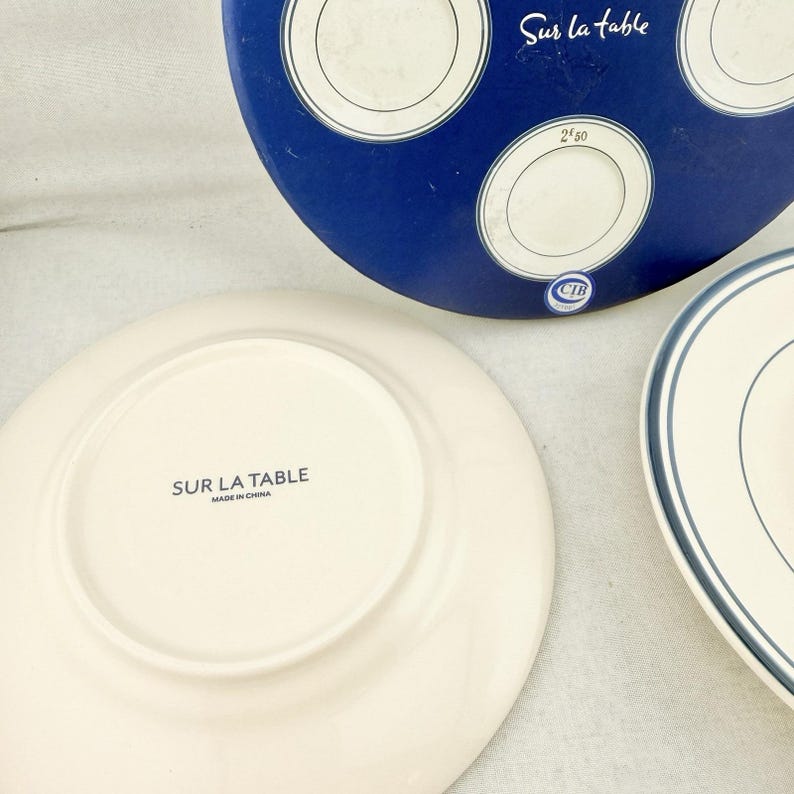 Vintage Sur La Table French Bistro Appetizer Plates Set Antique Check Style Rare image 3