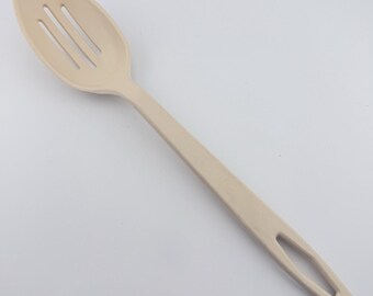 Cuchara ranurada de 11.5" de productos hechos a medida vintage, utensilio de plástico resistente N