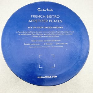 Vintage Sur La Table French Bistro Appetizer Plates Set Antique Check Style Rare image 5