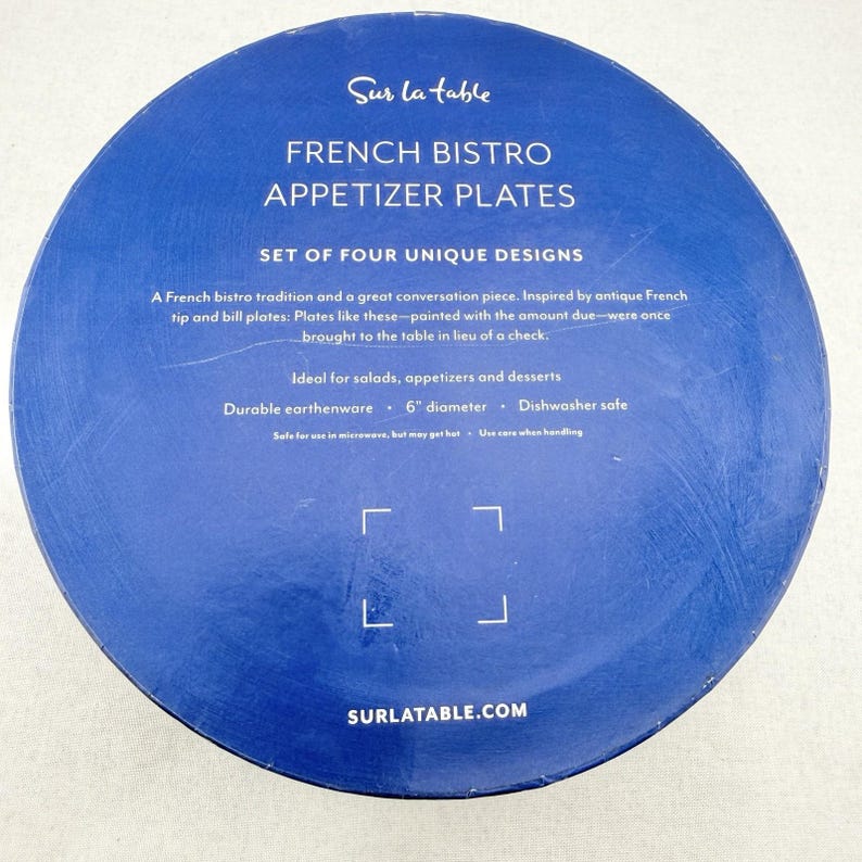 Vintage Sur La Table French Bistro Appetizer Plates Set Antique Check Style Rare image 5