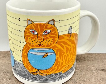 Taylor & Ng Kitty Katfish Mug 1980s Vintage Classy Critters Cup Made in Japan E