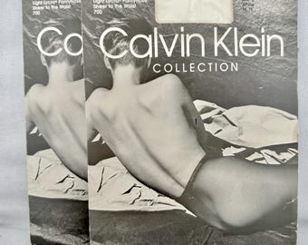 2 Vintage Calvin Klein Daytime Sheer Pantyhose Size B White 1990 NOS Made in USA