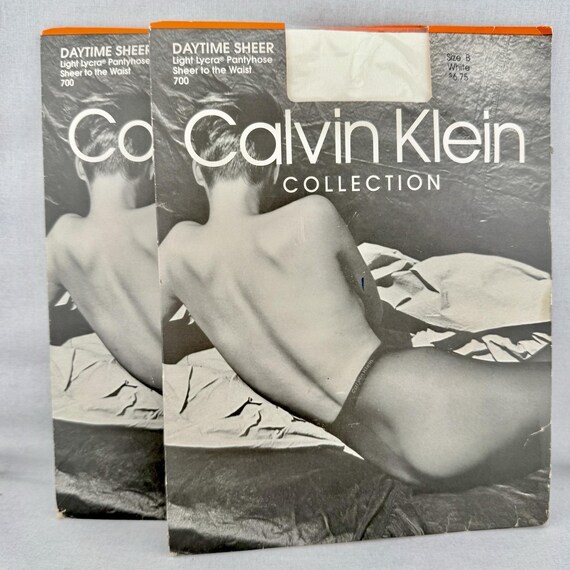 2 Vintage Calvin Klein Daytime Sheer Pantyhose Size B White 1990 NOS Made in USA