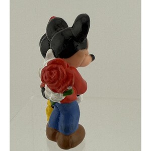 Figura vintage de Disney Mickey y Minnie Mouse abrazándose, Applause Flowers, PVC Figura A imagen 7