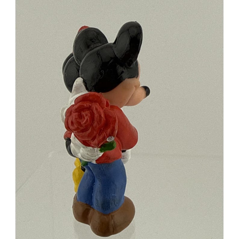 Figura vintage de Disney Mickey y Minnie Mouse abrazándose, Applause Flowers, PVC Figura A imagen 7